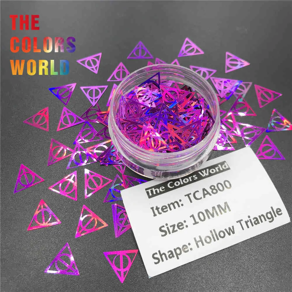 TCT-513 Hollow Triangle 10mm Nails Glitter Nail Art Dekoration Hallows Deathly Relics of Death DIY Accessoires Festival Leverantör