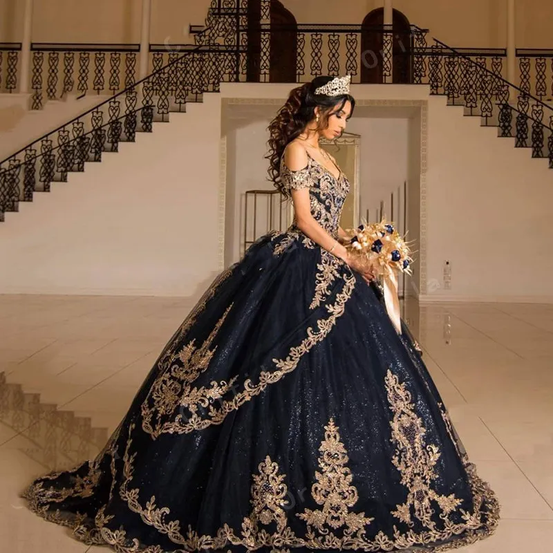 Princesse bleu marine vestidos de 15 a os Quinceanera robes 2021 doux 16 robe Coleccion Charro robe de bal robes de bal 318V