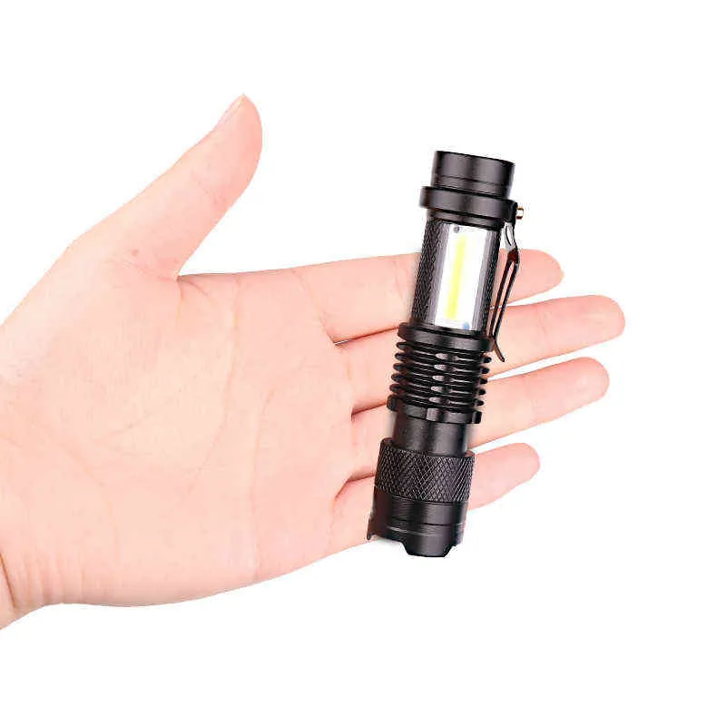 Batteria incorporata Torcia a LED Lanterna di ricarica USB Q5 Cob Zoomable Torcia tattica impermeabile Comping Lamp Ceholyd J220713