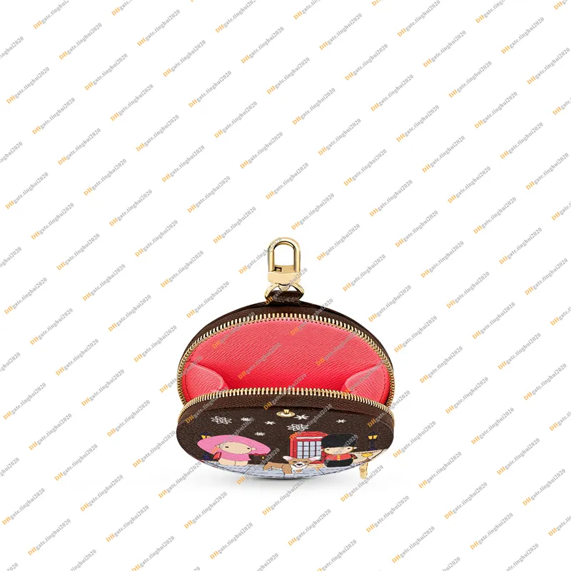 レディースファッションカジュアルデザイナーラグジュアリークリスマスウォレットラウンドコイン財布キーポーチN60493高品質トップ5Aカードパッケージ190H