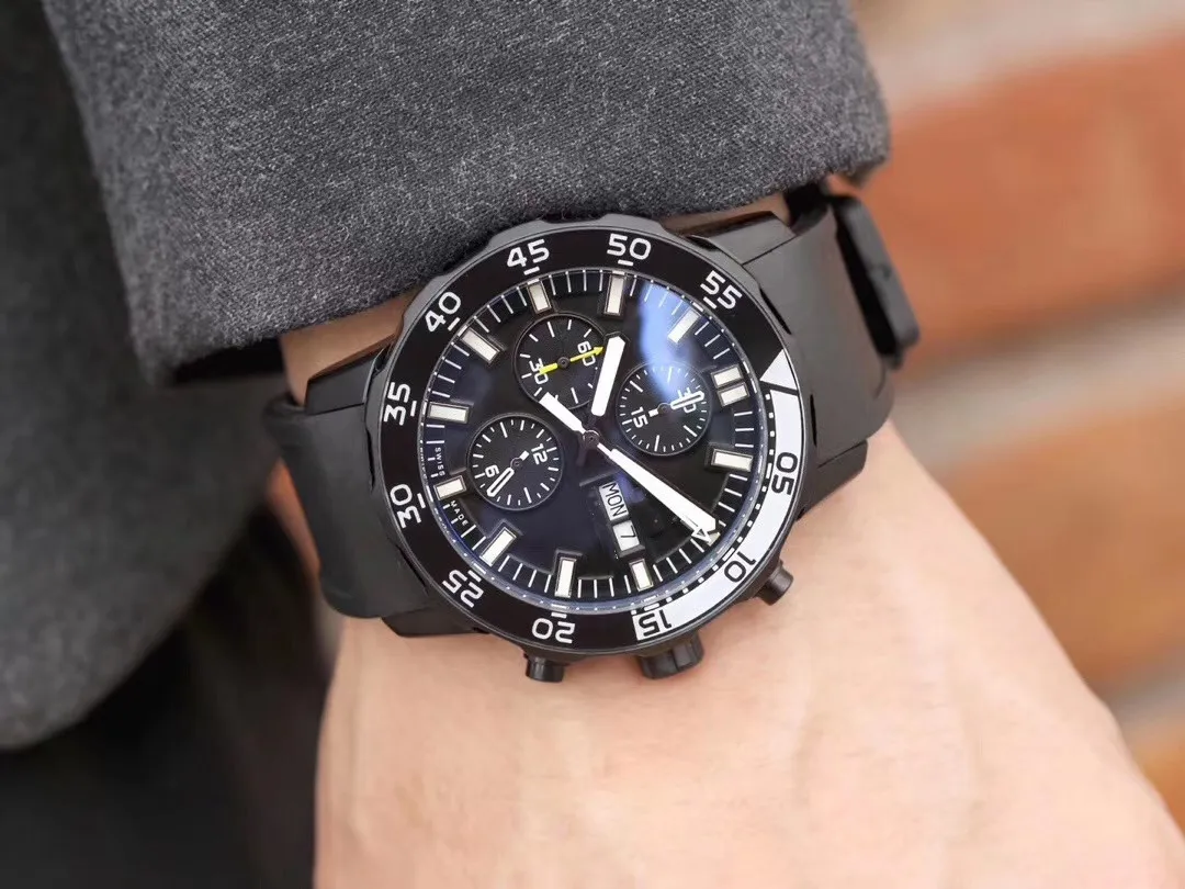 Najwyższej jakości czarny gumowy pasek Zegarek luksusowy designer morski męski stal nierdzewna automatyczna kwarcowy ruch Watche Sports WR2794