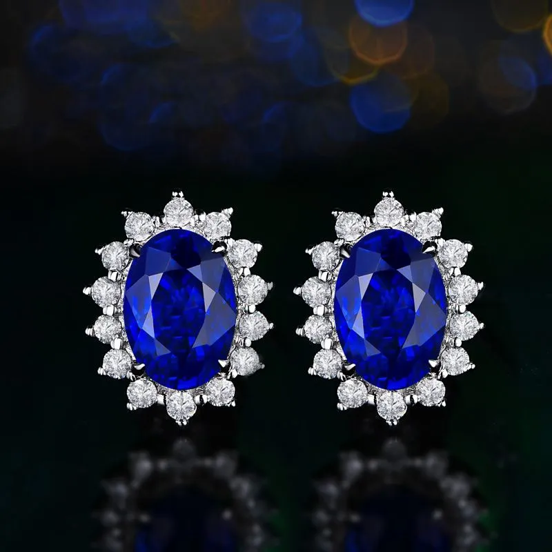 Panash New Design Lab Sapphires Pendientes de tachuelas Originales Sterling Silver 925 Jewellry Regalo para mujeres Brincos4824037