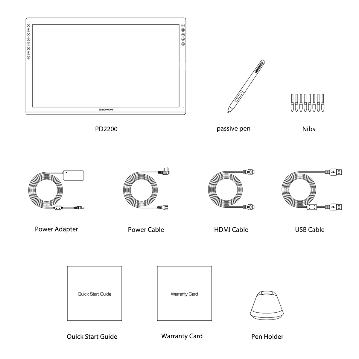 GAOMON PD2200 21.5 pouces 92% NTSC tablette de dessin graphique moniteur d'affichage avec Support inclinable sans batterie 8192 pression du stylo