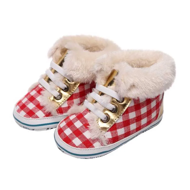 Hiver bébé garçons filles chaussons chauds polaire anti-dérapant semelle souple coton baskets enfant en bas âge premier marcheur chaussures hautes G1023