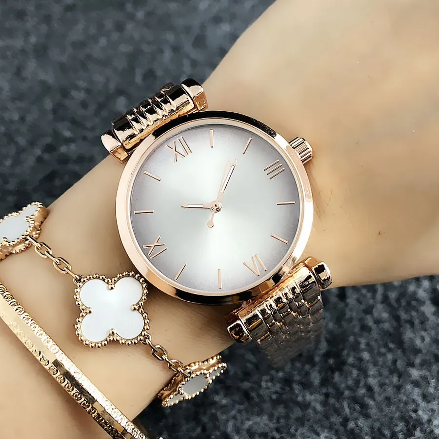 패션 브랜드 시계 여성 소녀 스타일 금속 강철 밴드 쿼츠 손목 시계 A14