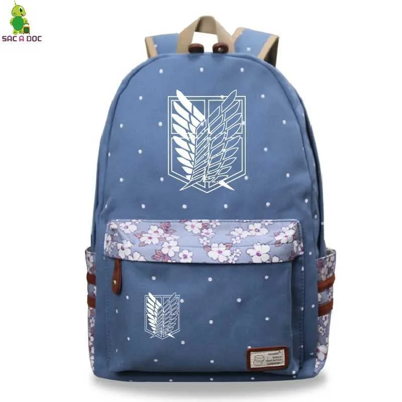 Titan Black Bagpacks Floral Printing Backpacks Travel Backpack Anime School Bag for Teenage GirlsラップトップMochilas X09812449