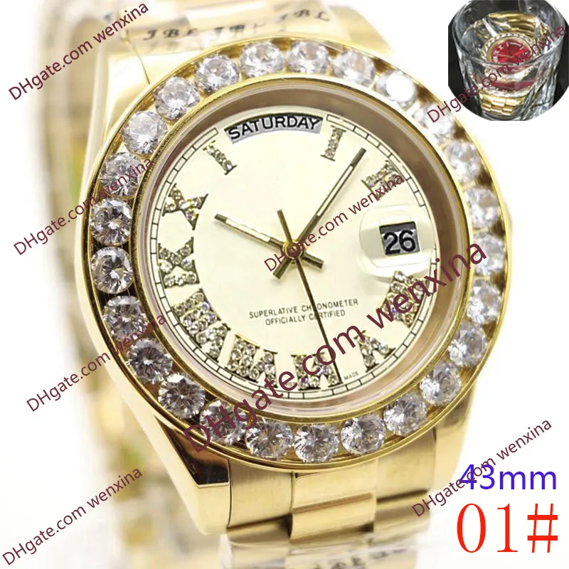 20 couleur montre de haute qualité 43mm automatique mécanique montre de luxe montres 2813 en acier inoxydable diamant montre étanche hommes W221c