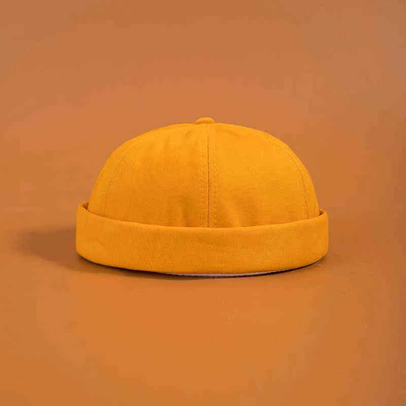 Men's Summer Cotton Brimless Skullies Cap Vintage Urban Unique Street Portable Docker Hats Multipurpose Miki Beanie Hat Y21111
