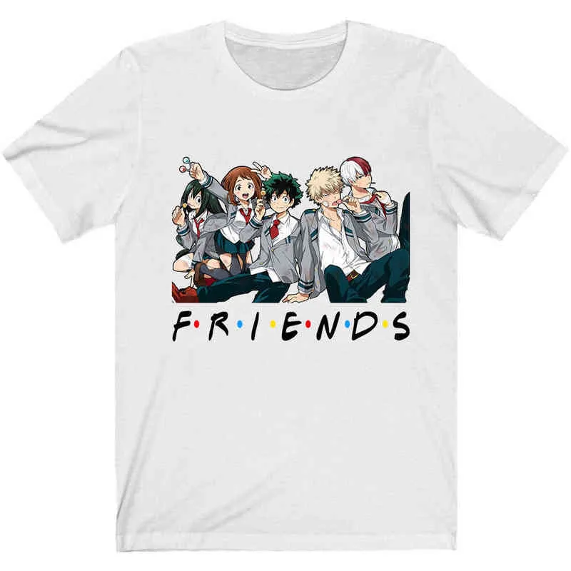 Japansk Anime Boku No Hero Academia Vänner T-tröja Kvinnor T-shirt G220228