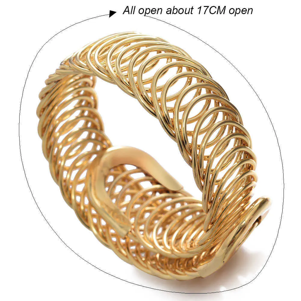 Luxury 24k Stretchable Bracelet Dubai Gold Color Bangles for Women Girls Wife Bride Bangles Bracelets Jewelry Gift Q0717