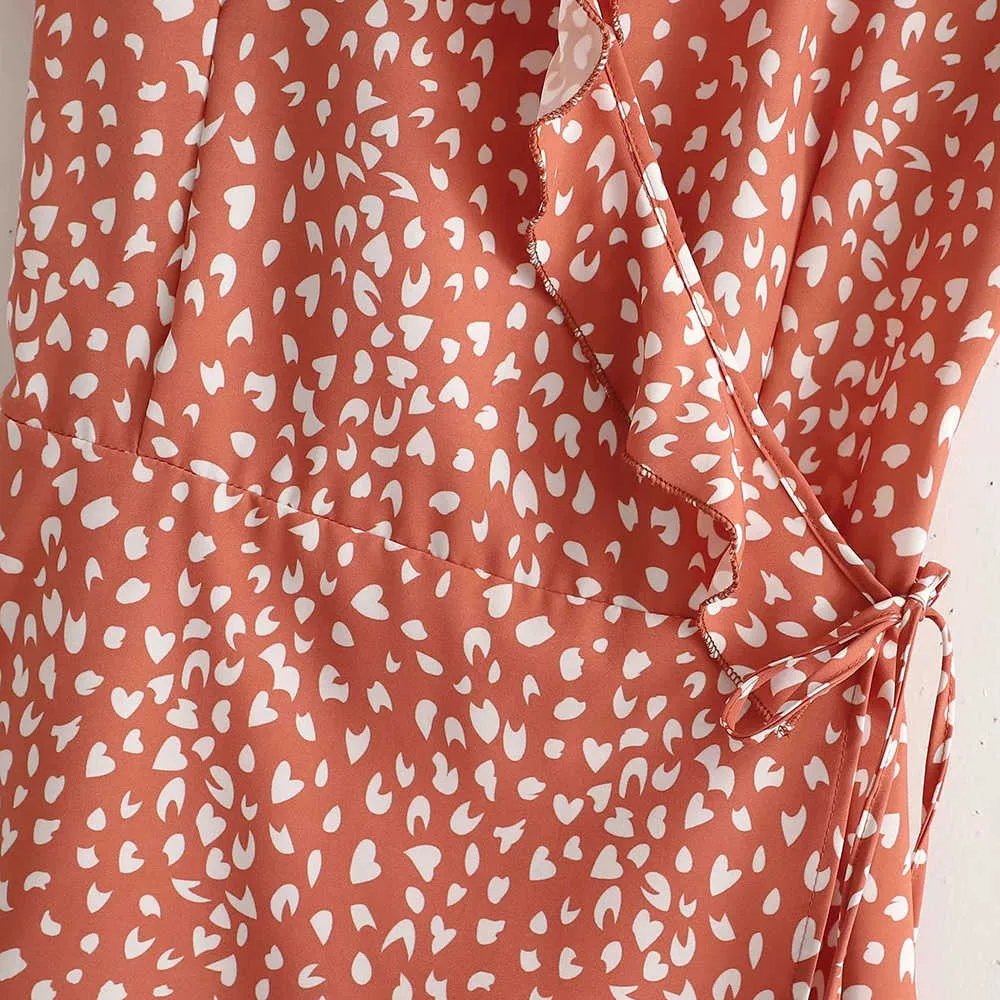 Ruffle Dress Women Summer Bandage es Short Sleeve Floral Printed V-Neck Casual Beach Mini es Sukienka 210531