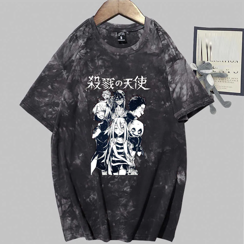 Unisexe Anime anges de la mort Anime mode manches courtes col rond Tie Dye T-shirt Y0809