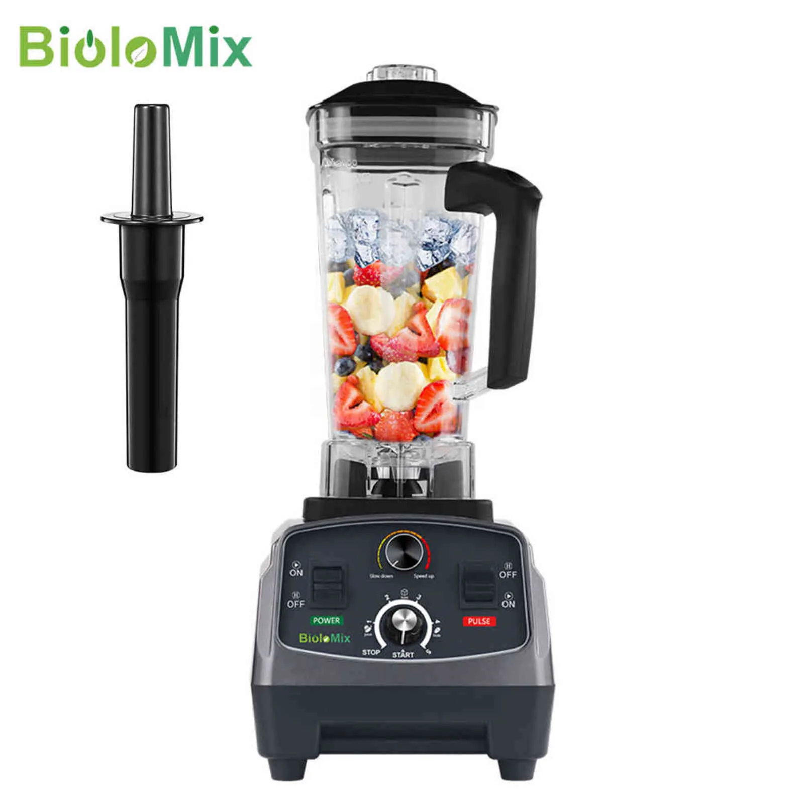BioloMix 3HP 2200W Heavy Duty di grado commerciale frullatore con timer spremiagrumi frutta robot da cucina frullati di ghiaccio BPA vaso da 2 litri H1103263t