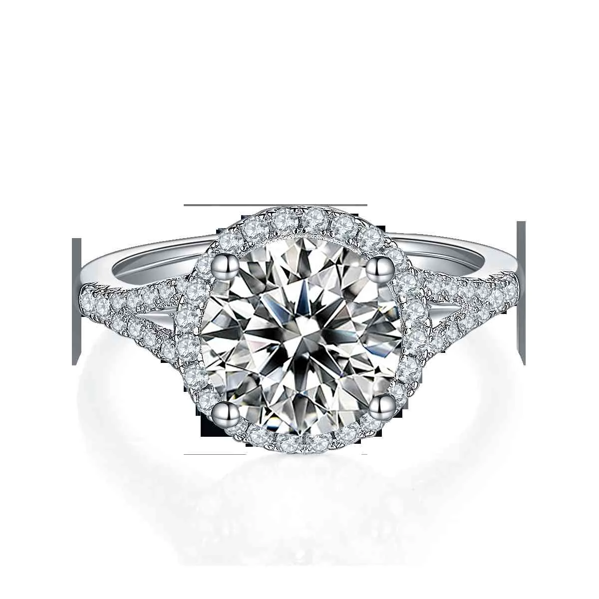 BOEYCJR 925 Plata 1.5ct / 2ct / 3ct F color Moissanite VVS Compromiso Anillo de diamantes de boda con certificado nacional para mujeres