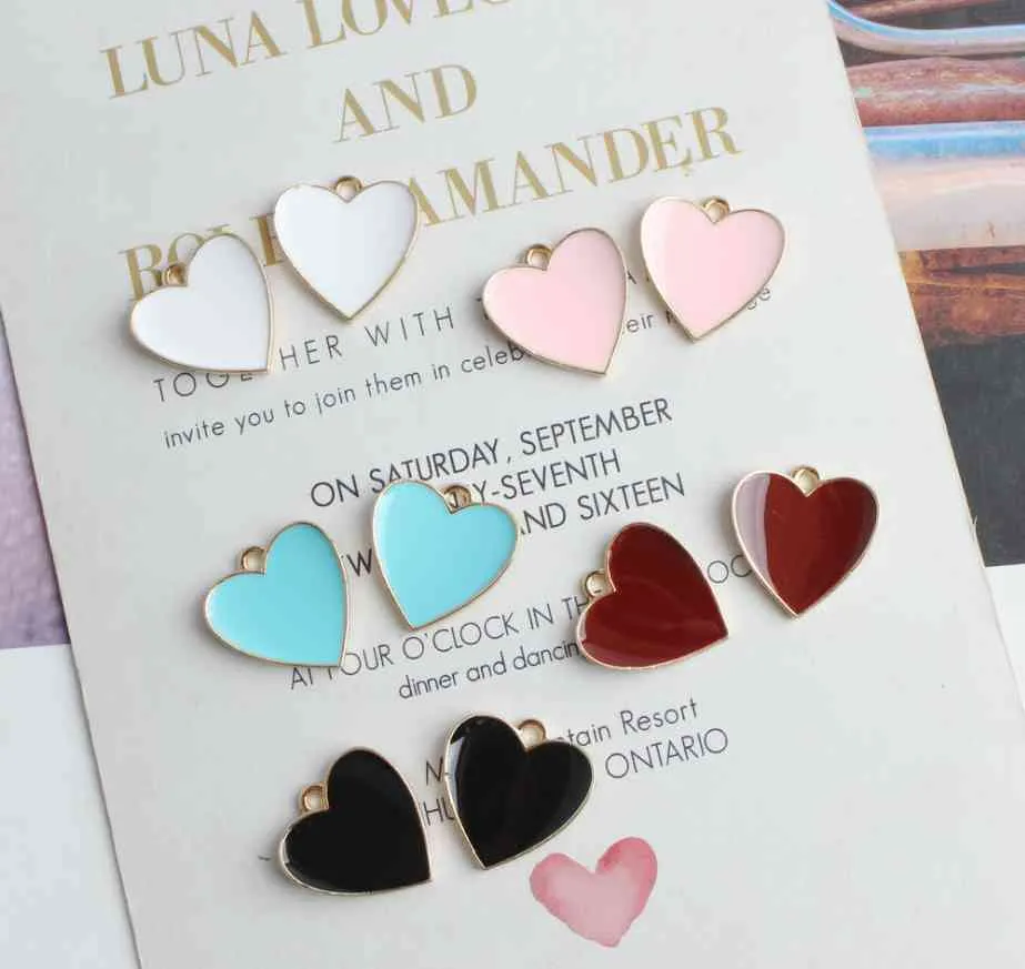 Enamel Alloy Pendant Love Heart Creative DIY Earrings Bracelet Necklace Making Small Charms