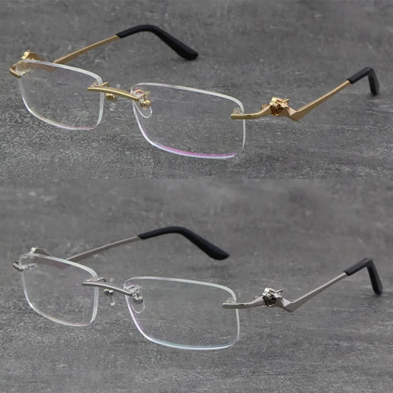 Metal Classic Leopard Series Rimless Optical Reading Frames Marbling Eyeglasses 18K Gold Frame Glasses Men Myopic Cat Eye Round Ey241C