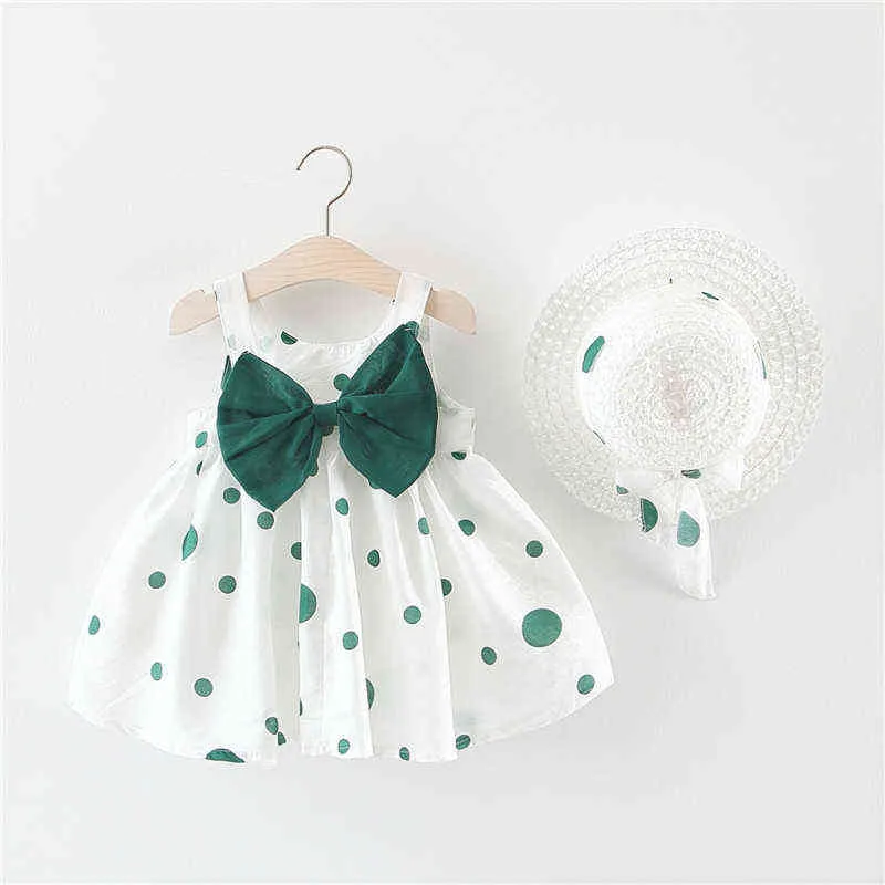 2 шт. Летний набор новорожденных одежды для девочка платье милый лук принцесса без рукавов хлопок младенческие платья день рождения + солнце шляпа bc1864 g1129