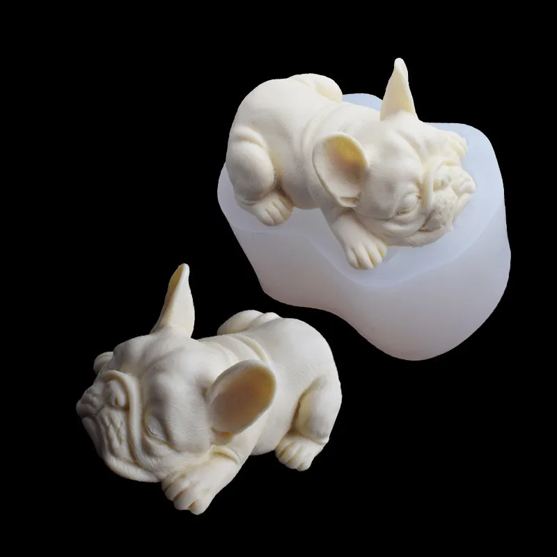 3D bonitos adoráveis ​​cães mousse molde de bolo Bulldog Sorvete Silicone Cozendo Ferramentas Gumpaste Moldes de sobremesa para decoração do bolo K699 210225