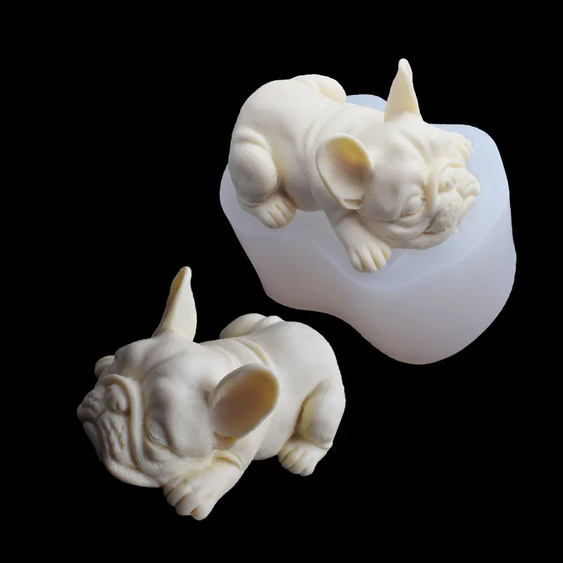 3D mignon beaux chiens Mousse gâteau moule bouledogue crème glacée Silicone cuisson Gumpaste outils Dessert moules pour gâteau décoration K699 21022257i