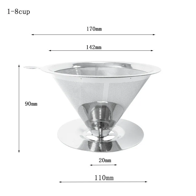 Tazza riutilizzabile filtro da caffè in acciaio inossidabile versare sopra lo strumento barista gocciolatore 210309