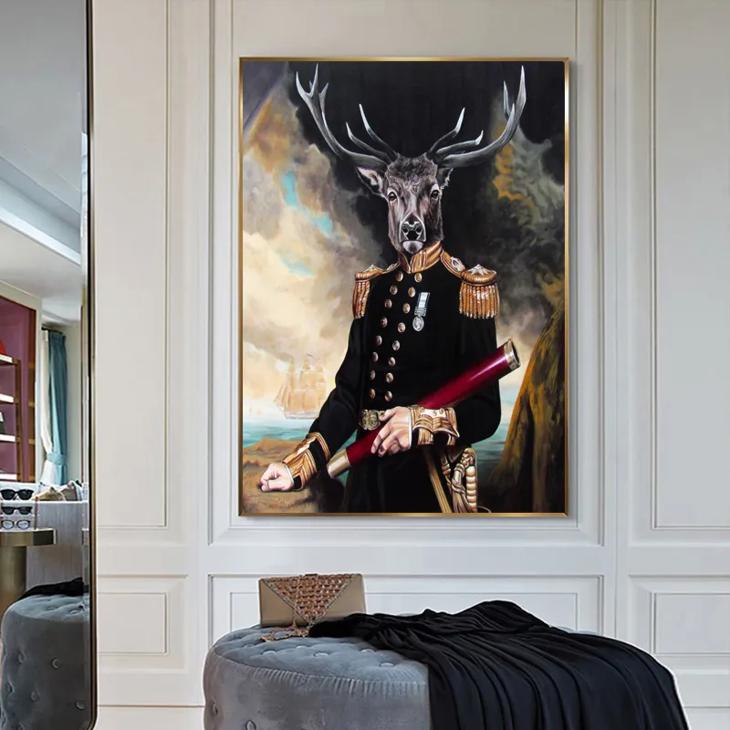 추상 사슴 포스터 캔버스 그림 재즈 벽 아트 거실 장식을위한 그림 현대 가정 장식 고귀한 동물 cuadros