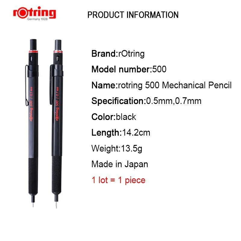 ROTRING 500 0.5mm0.7mm機械鉛筆プラスチックペンホルダー金属製のグリップ自動1ピースY200709