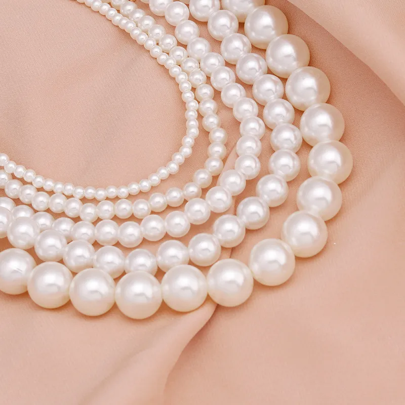 Elegant vit imitation pearl choker halsband stor rund pärla bröllop halsband för kvinnor charm mode smycken uttalanden gåvor j0312