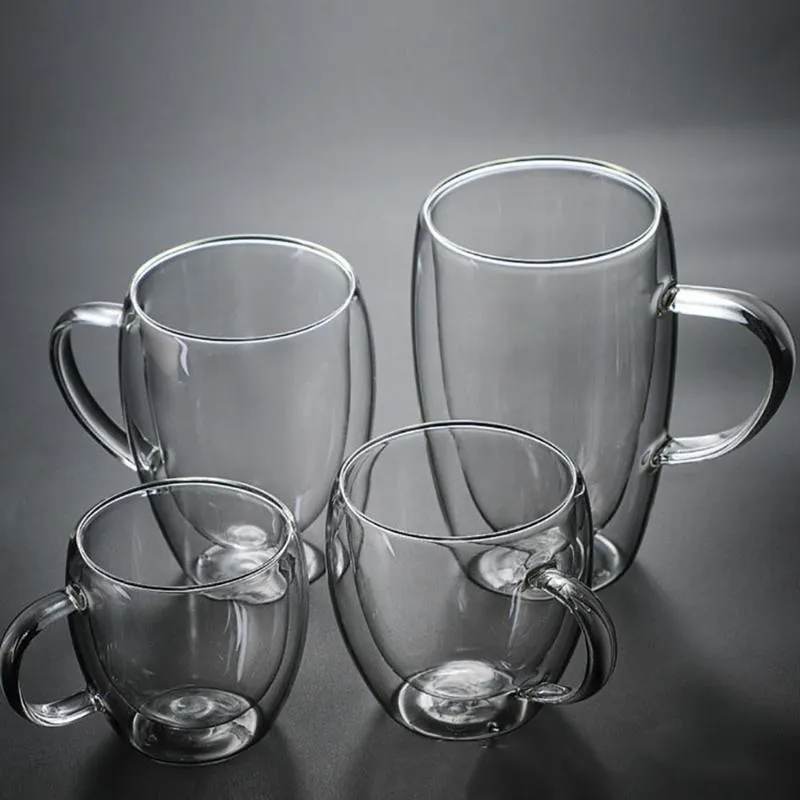 Кружки с двойными стенками, стеклянная чашка, термостойкая чашка для молока, виски, чая, пива, прозрачная посуда для эспрессо, кофе, чашки, стаканы для питья 240c