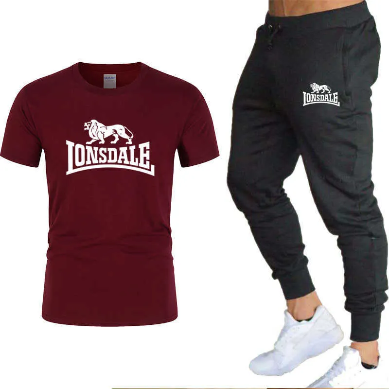 2020 Men's Sets T Shirts pants Two Pieces Sets Casual Tracksuit Men/Women New Fashion printing suits sportwear Gyms trousers X0909