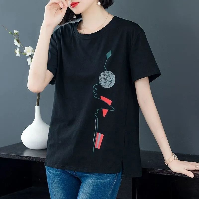 95% Cotton T Shirt Woman Summer Fashion O Neck Short Sleeve Tshirt Woman Korean Style Plus Size Shirt New Women Shirts Top T200614