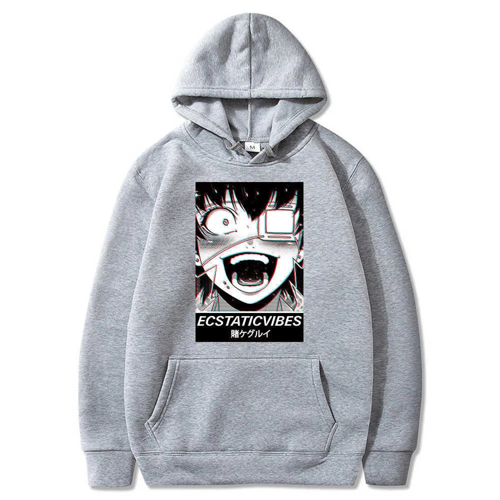 Janpanesa KikaGurui Hoodie Men Midary Ikishima Drukowana Bluza z długim rękawem Ubrania z kapturem Y0727