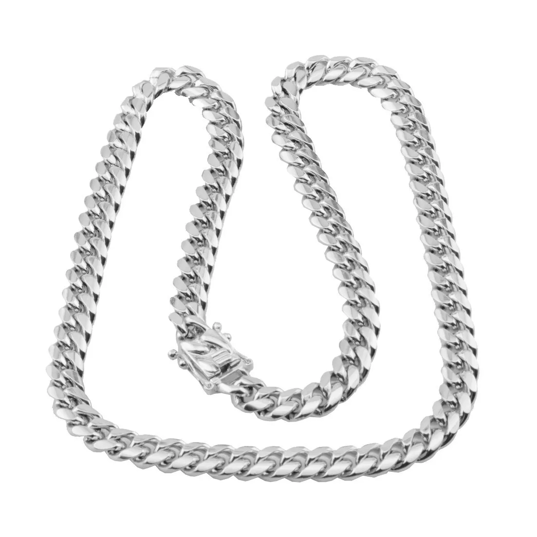 Miami cubana link chain colar masculino hip hop ouro prata colares de aço inoxidável jóias292j