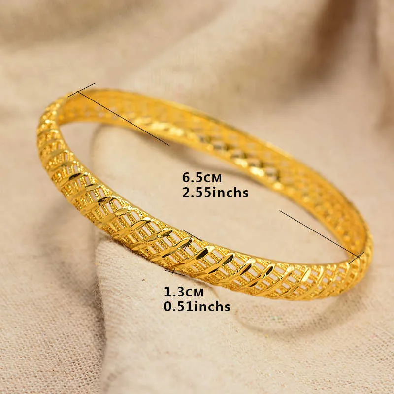 Wando African Gold Color Błyszczące Bransoletki Dla Kobiet Dziewczyny Dubaj Koło Bride Bransoletka Ślubna Etiopska Biżuteria Q0719