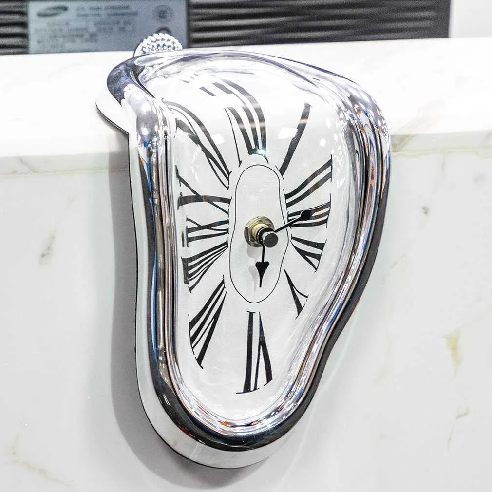 アンティークスタイルの装飾シュールなデスクトップ溶けた時計サイレントハンギングウォールローマ数字アブストラクトアートウォールクロックギフトx07056173432