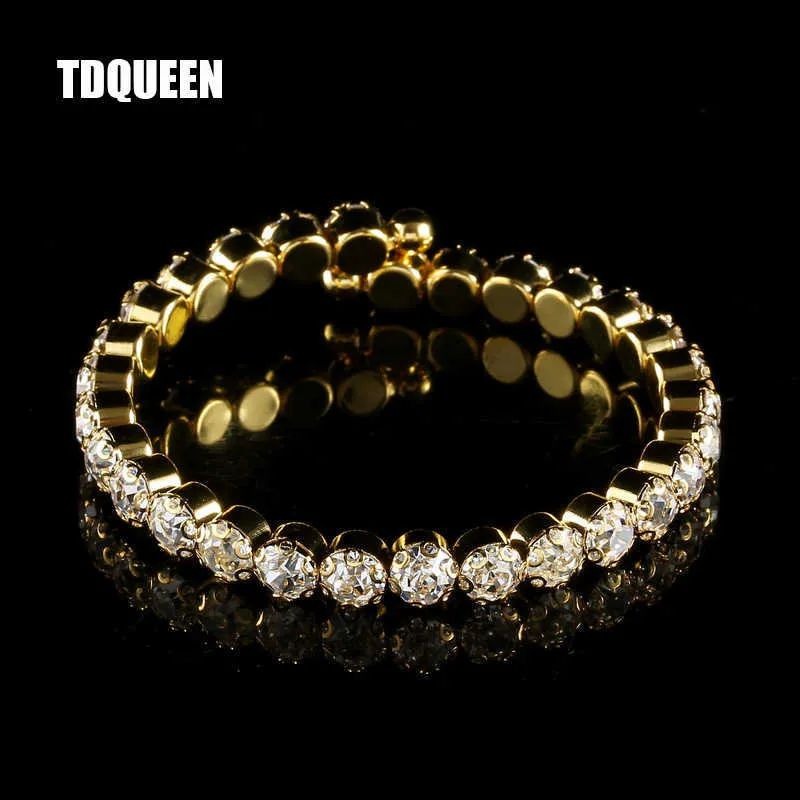 TDQUEEN Bangles Gold Color Cuff Bracelet Women Fashion Big Crystal Rhinestone Bridal Jewelry Luxury Wedding Bracelets Bangles (3)