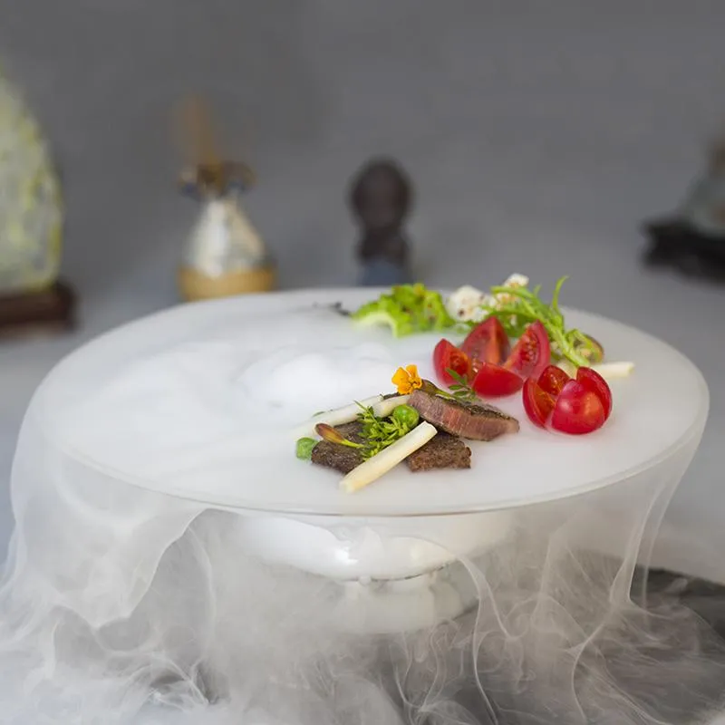 Naczynia płyty ręcznie robione miski sałatkowe specjalne sucha lodowa artystyczna koncepcja szklana szklanka pustej miski molekularne przysmaki creat318u