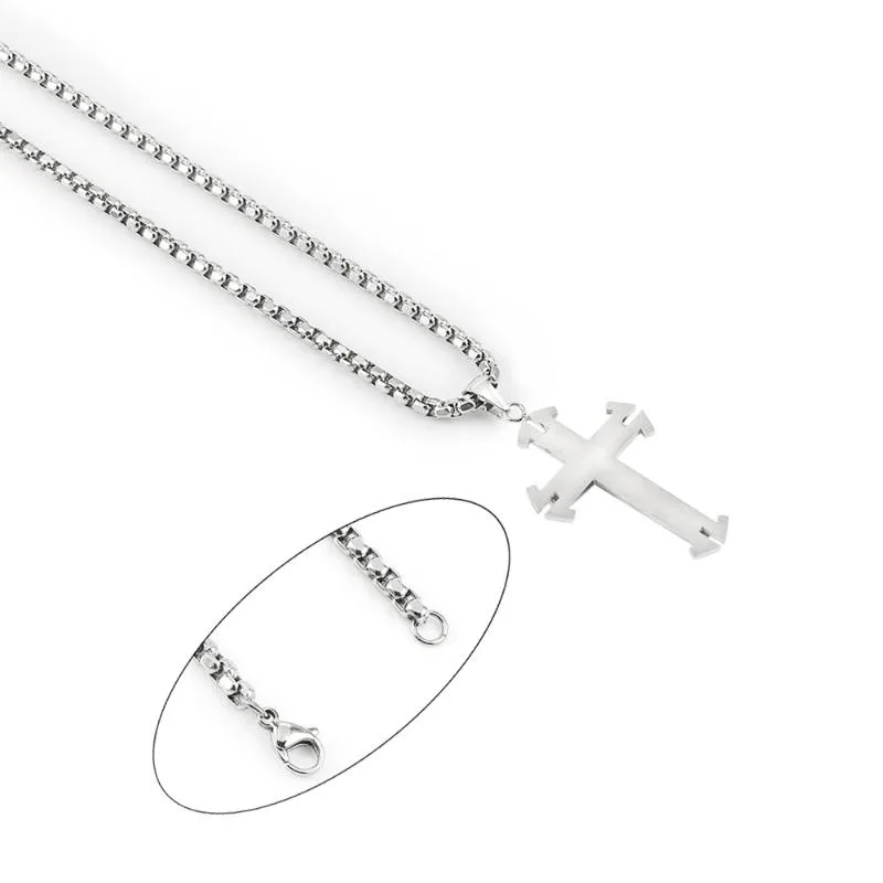 Colliers pendentif pour hommes femmes à la mode croix religieuse bricolage boîte à bijoux chaîne 316L long tour de cou carré chaînes de perles accessoires2895