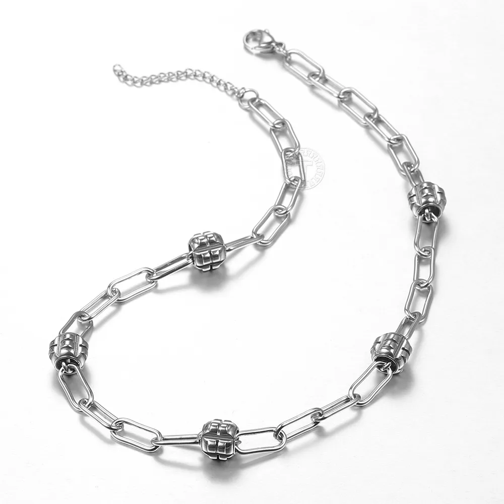 Tendance argent couleur acier inoxydable ensemble de bijoux pour hommes femmes noeud lien chaîne Bracelet collier ensembles 2 pièces DS21