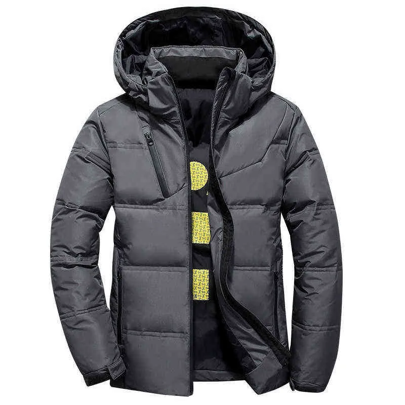 Män Jacka Coat Vit Duck Down Jacket Casual Stand Krage Puffer Tjock Parka Man Högkvalitativ Överrock Höst Vinter Varm 211216