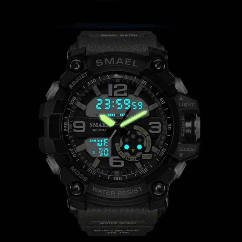 Smael Men Watch Watch Waterproof Waterproof Wristwatch Led Kwarc zegar Mężczyzna Relogios Masculino 1617 Digital Sports Watches Men's271e