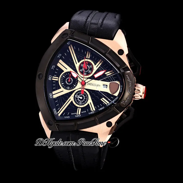 2021 New Tonino Sports Car Cattle Swiss Quartz Chronograph Mens Watch Two Tone PVD Blue Dial Dynamic Sports Blue Leather Puretime 202f
