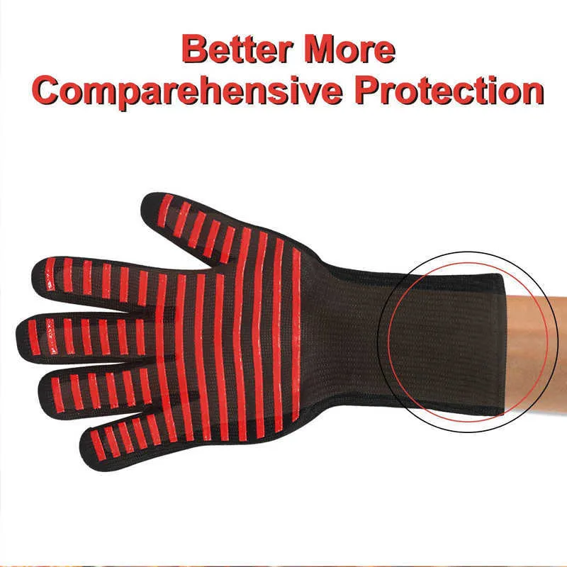 Gants de cuisson Cuisine de qualité alimentaire Barbecue Four Gant Équipement de protection Résistant à la chaleur Silicone Cook BBQ Mitt Gants de cuisson 210622