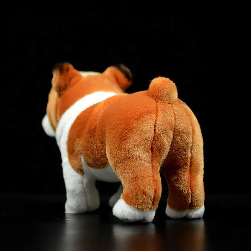 Cute Realistic Standing Bulldog Stuffed Plush Toys Simulation Cuddly Soft Lifelike Tiger Dog Doll Animal Christmas Kids Gifts Q0727