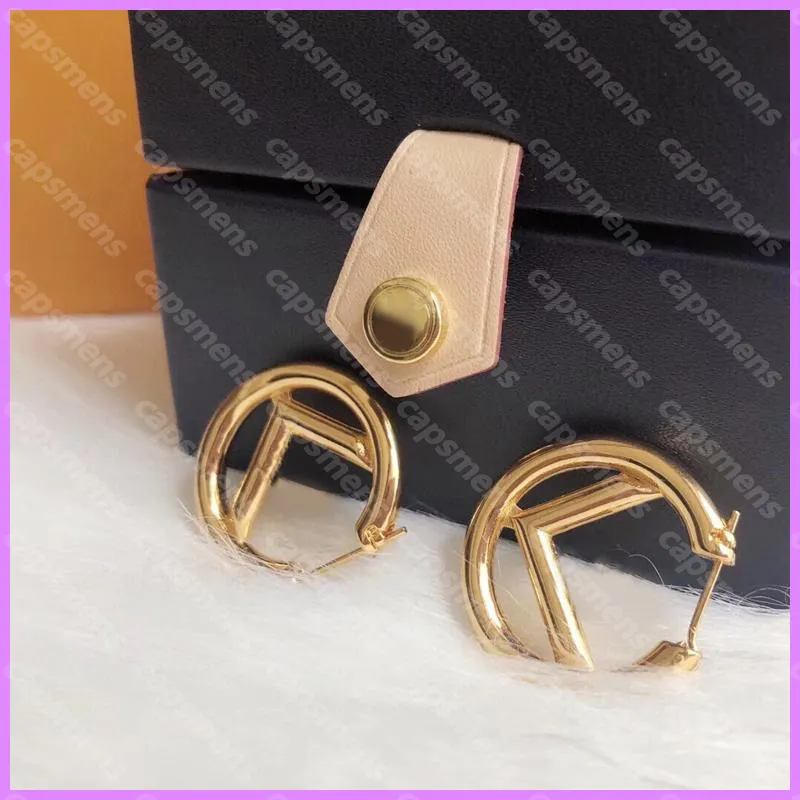 Women Earring Designer Earrings Luxurys Designers Jewelry Gold Color Fashion Letter F Round Earrings Street Party Wedding Gift Mens D21 272E