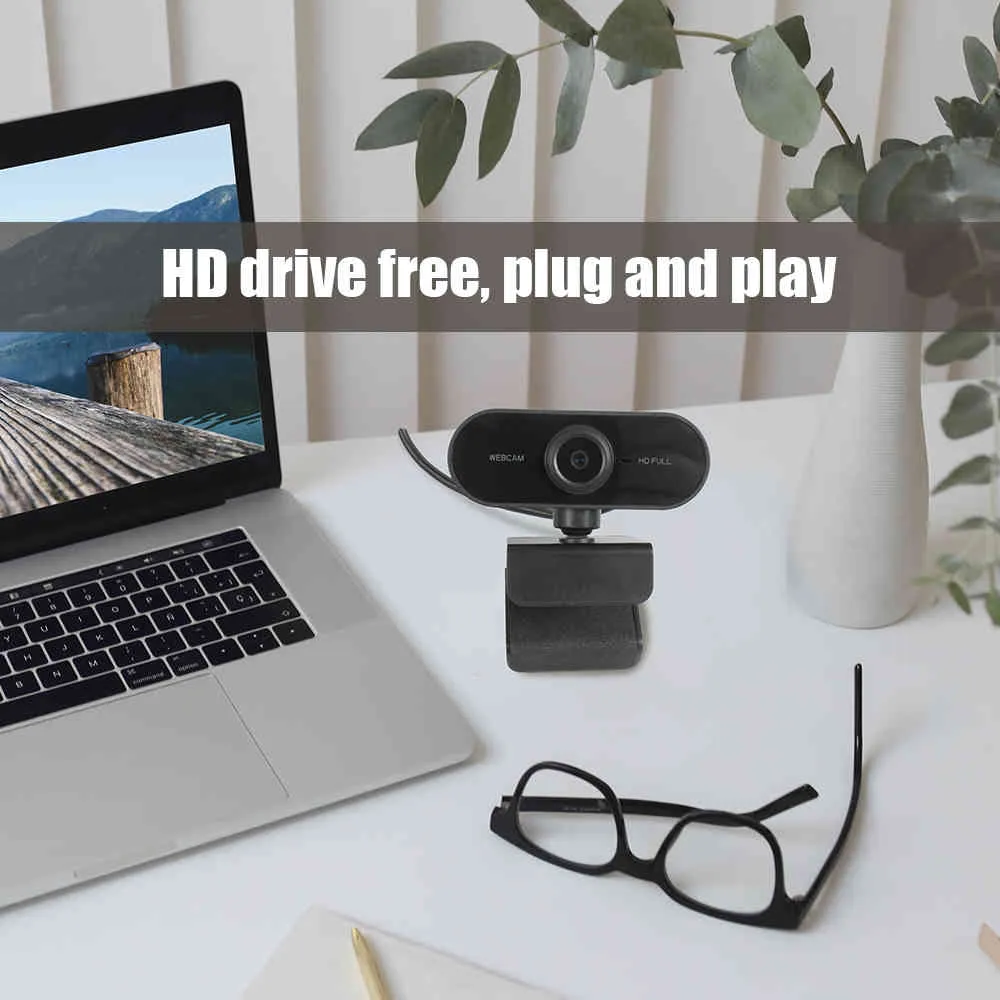Full HD 1080p USB com Mic Mini Computador Câmera, Rotatable Flexível, Laptops, Desktop Webcam Câmera Online Education