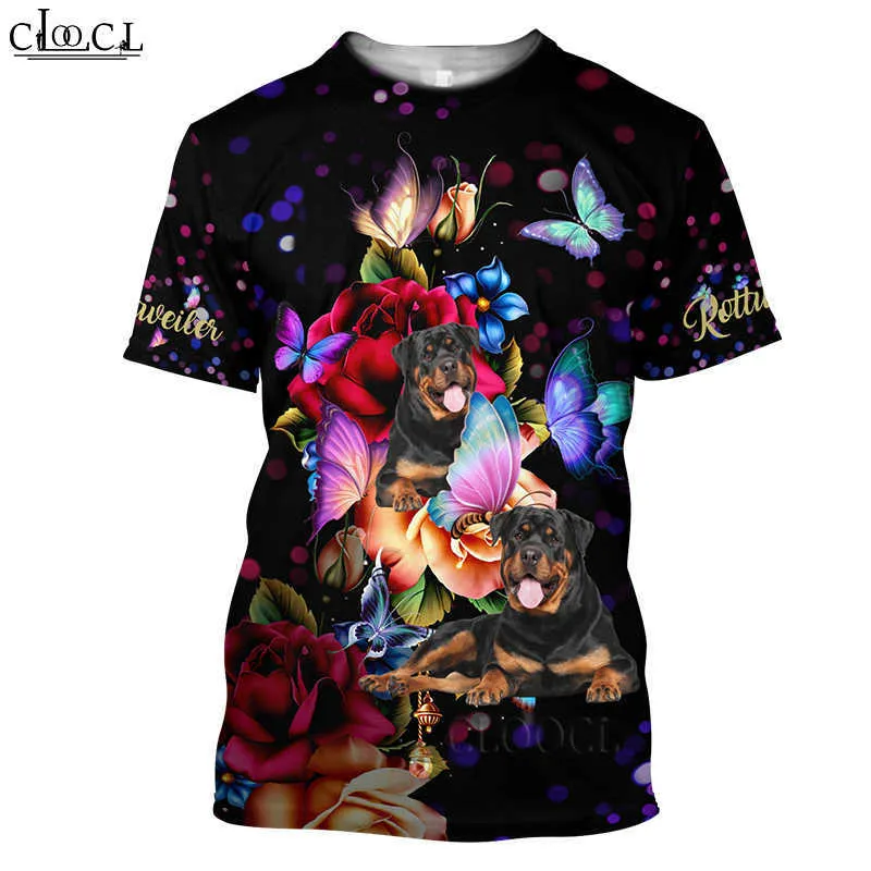 HX Beautiful Rottweiler Hunting 3D Print Men Women Fashion T-shirts Harajuku Clothes Oversized Tee Shirts Tops Drop 210629