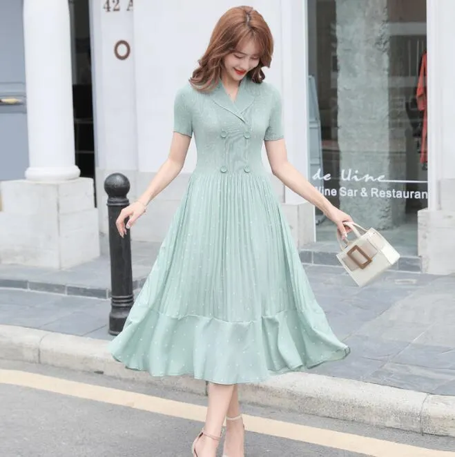 Новый прибыл мода женское платье лето стиль моды подходит шифоновая печать C5-586 210309