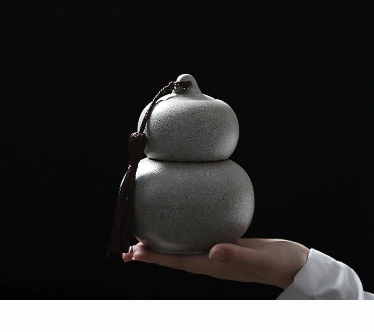 Serbatoio di stoccaggio teiera creativo doppio retrò sigillato in ceramica con zucca da due libbre Tea Caddies Teaware