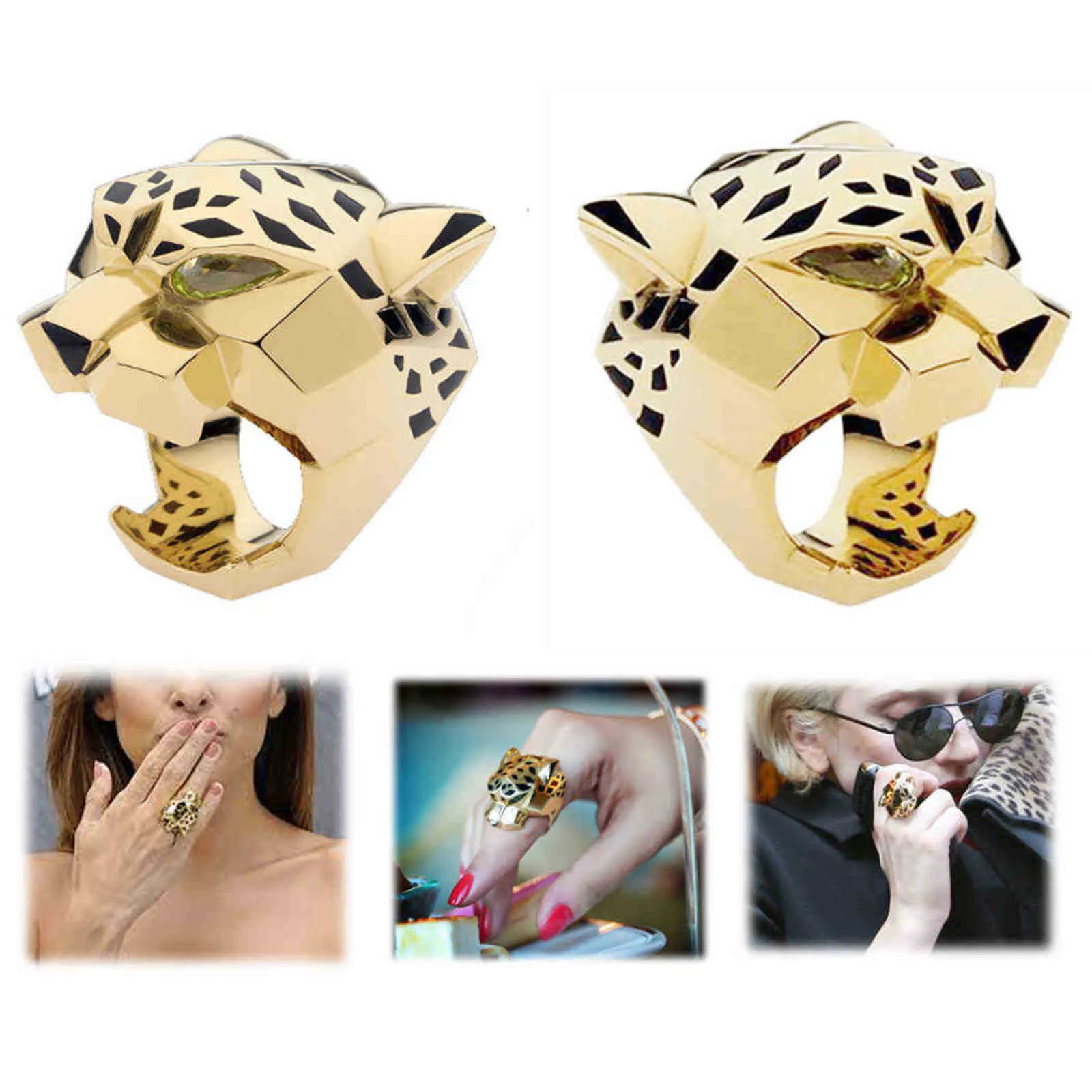 Leopard Panther Ring Women Men Unisex Anillos Hombre Femme Bague Cocktail Animal Enamel Party Goth Gold Plated Christmas9955494