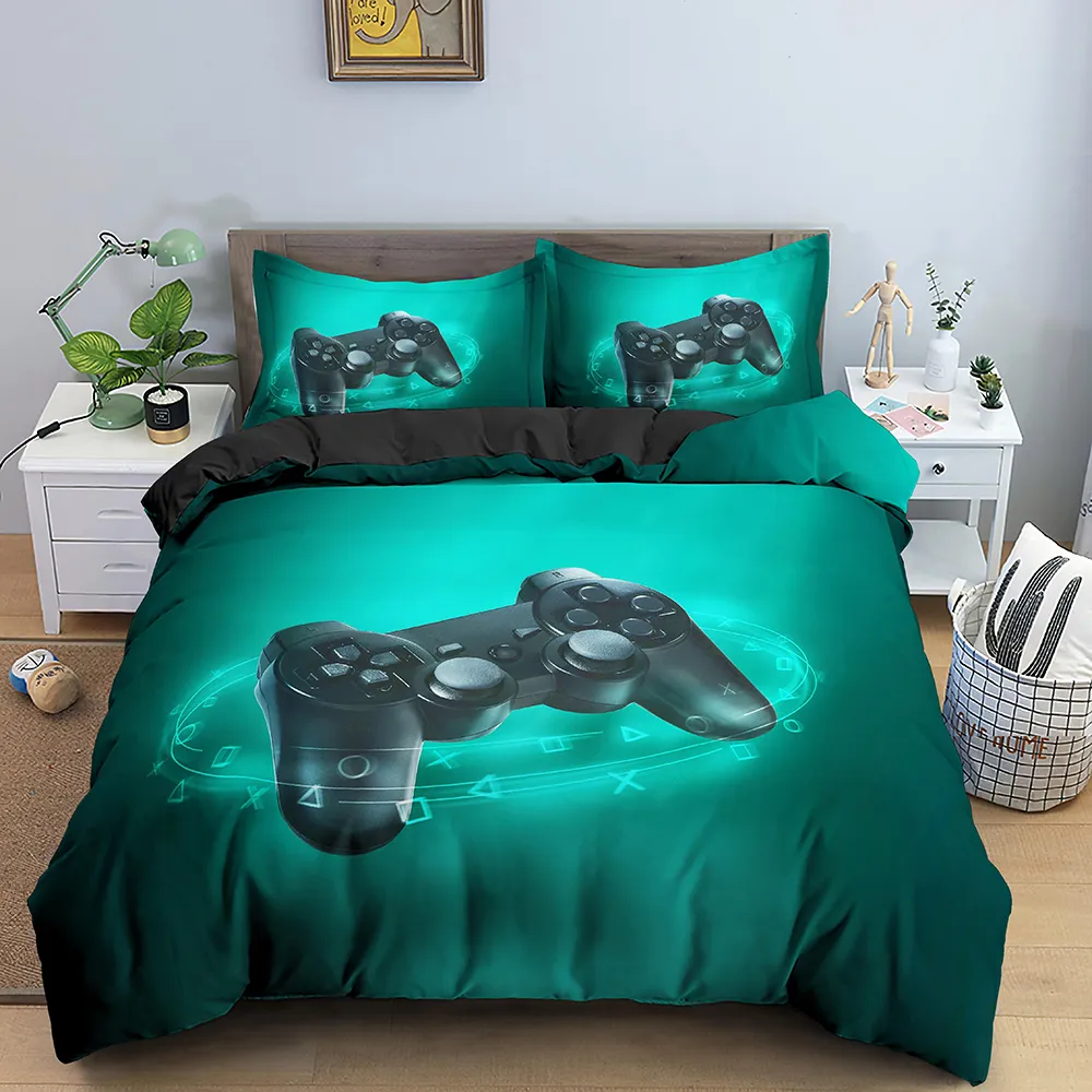 男の子のためのビデオゲームベッドセットあなたのためのセット慰めのゲームをテーマにした寝室の装飾ゲームの寝具セットセットホームテキスタイル210309339F